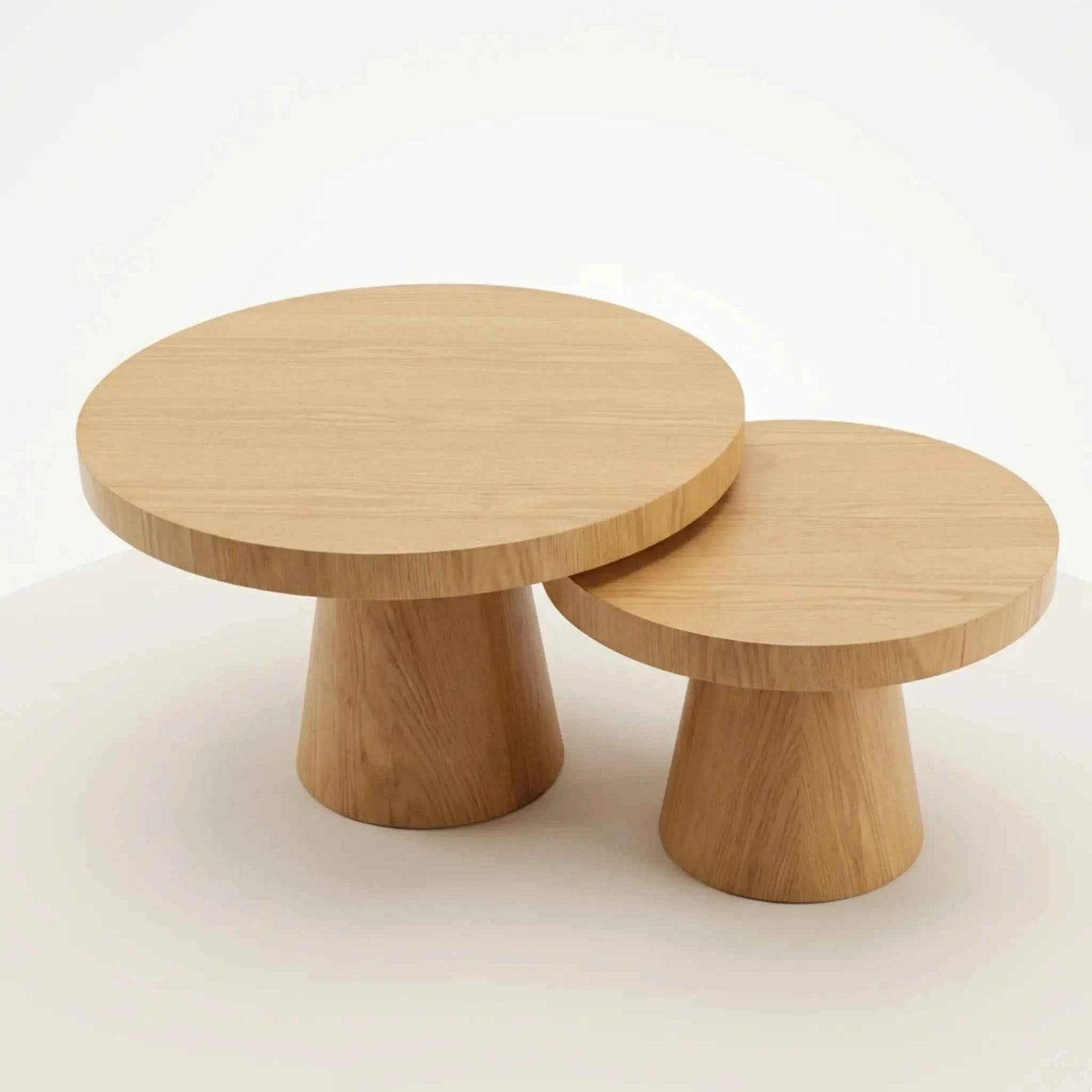 Living Room End Tables Set of 2 – Two Piece Coffee Table Set, Round Wood Coffee Table Set of 2, End Tables Set of 2 - Terrva